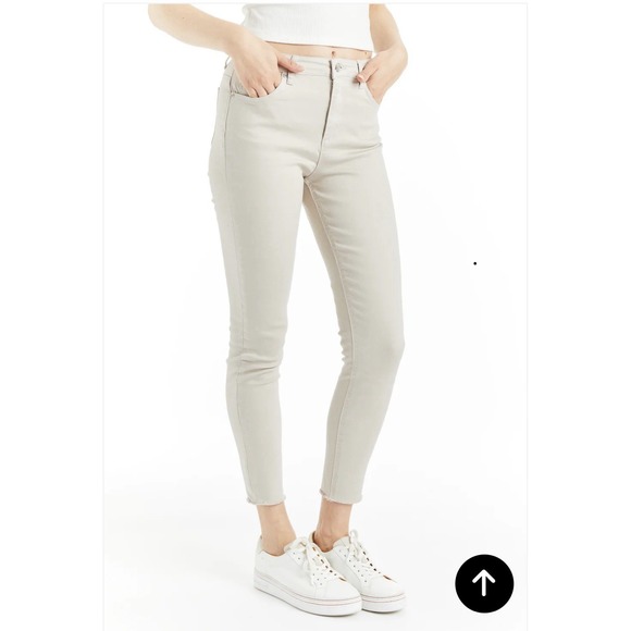 TRACTR MONA Bright Dive Blue High‎ Rise Stretch Cut Off Crop Jeans Sz 0/25 NWT - Picture 2 of 11